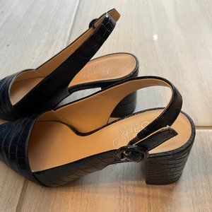 Vickie Croc Embossed Pointed Toe Slingback Pump